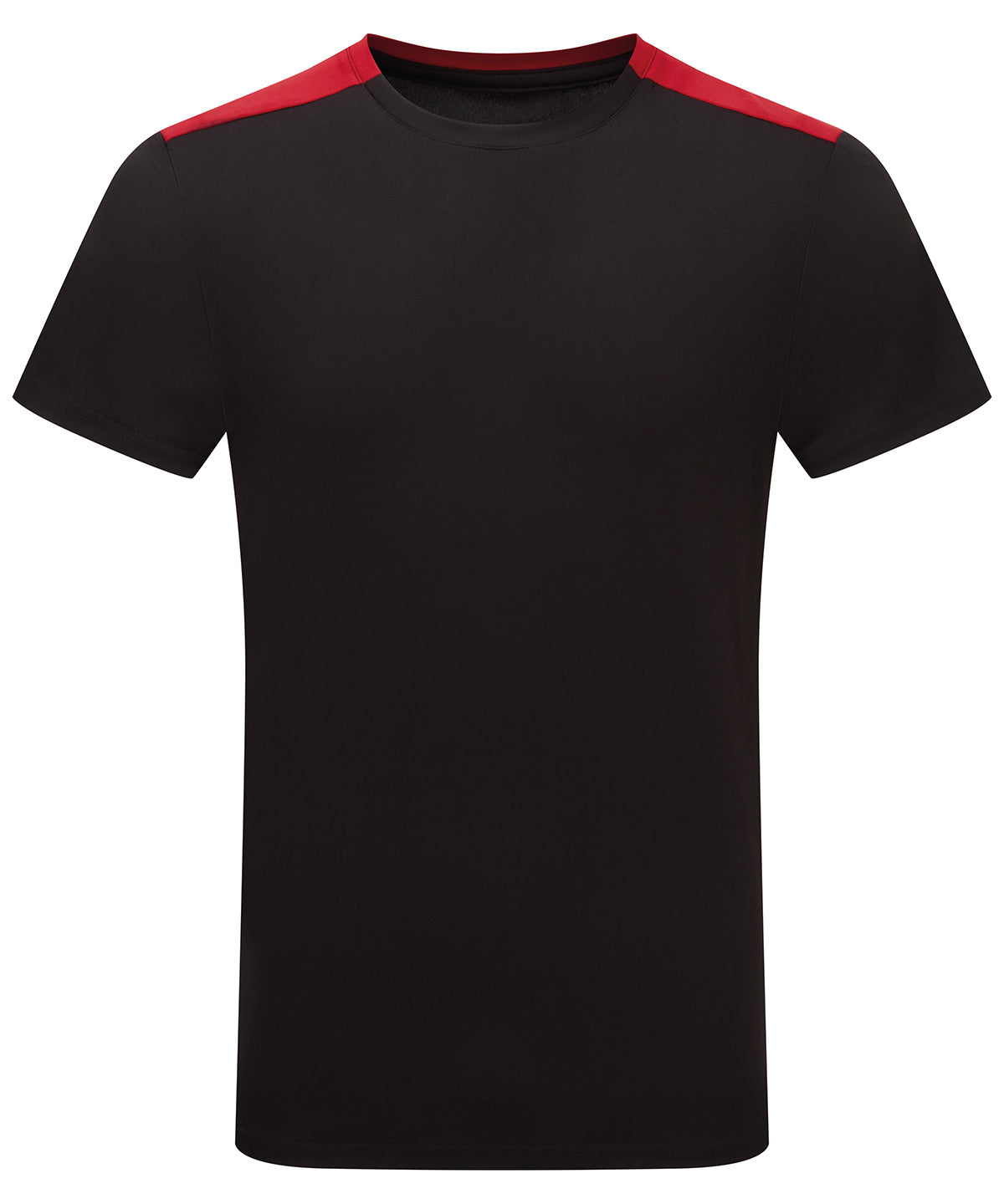 Contrast Performance T-Shirt in Black/Fire Red, front view