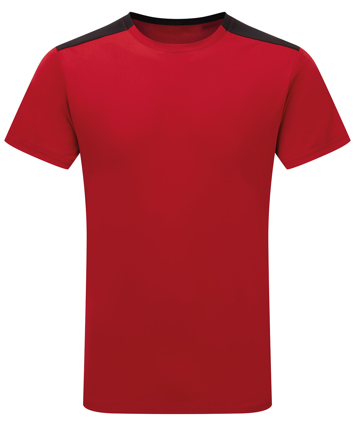 Contrast Performance T-Shirt in Fire Red/Black, front view