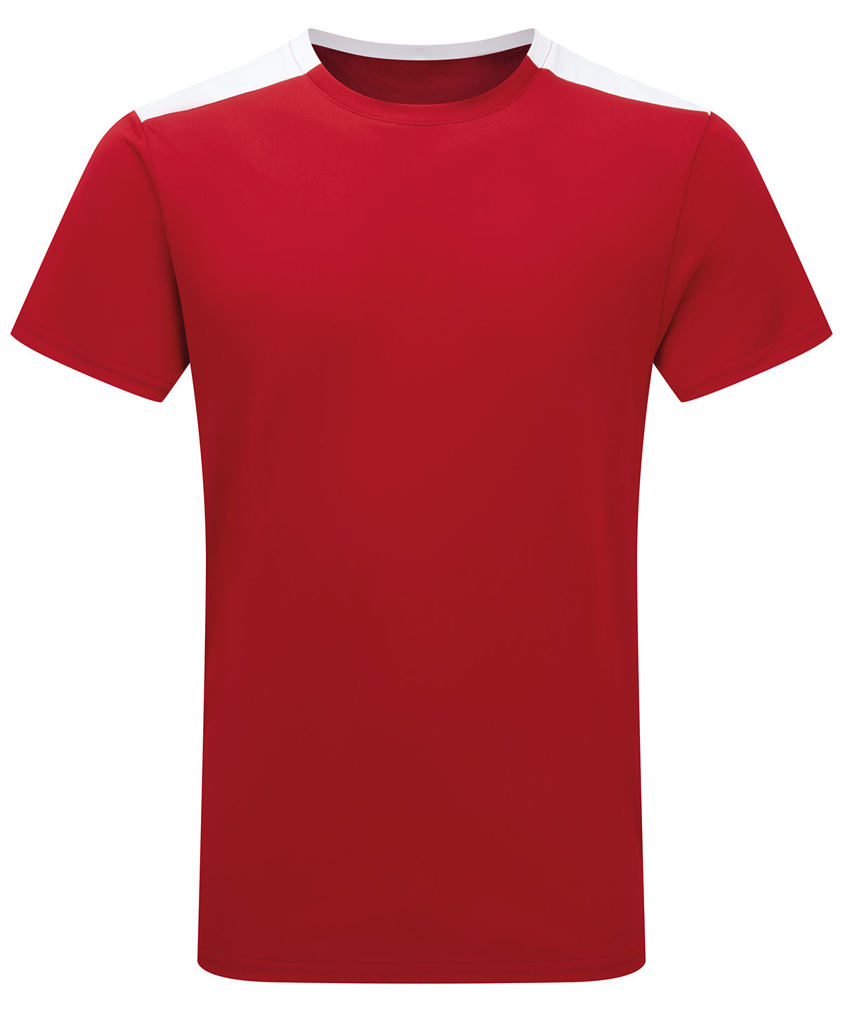 Contrast Performance T-Shirt in Fire Red/White, front view