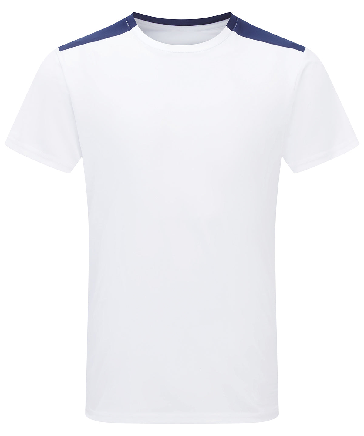 Contrast Performance T-Shirt in White/Navy, front view