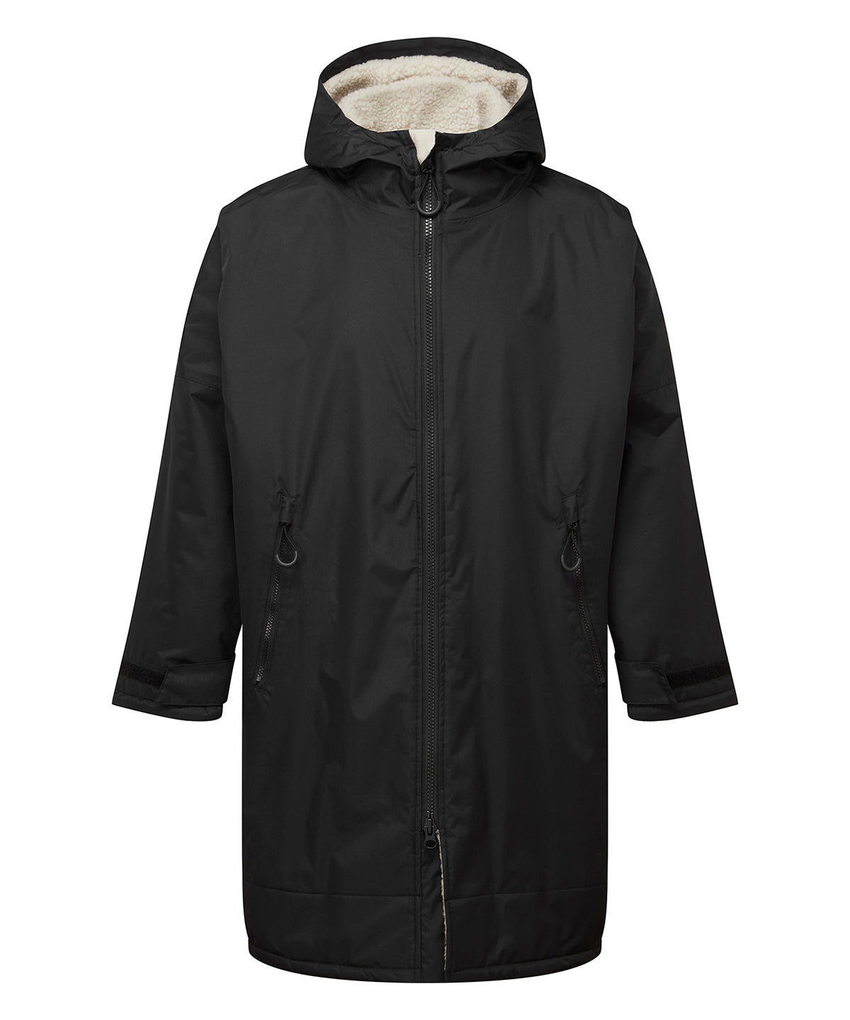 All-Seasons Waterproof Changing Robe in Black/Natural, front view