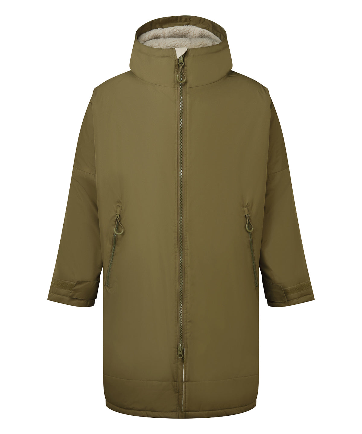 All-Seasons Waterproof Changing Robe in Olive/Natural, front view