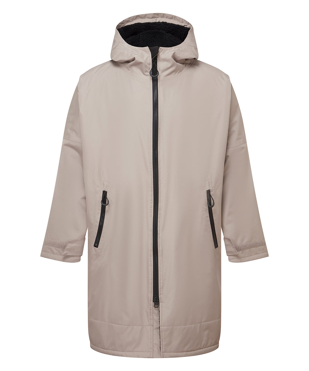 All-Seasons Waterproof Changing Robe in Stone/Black, front view