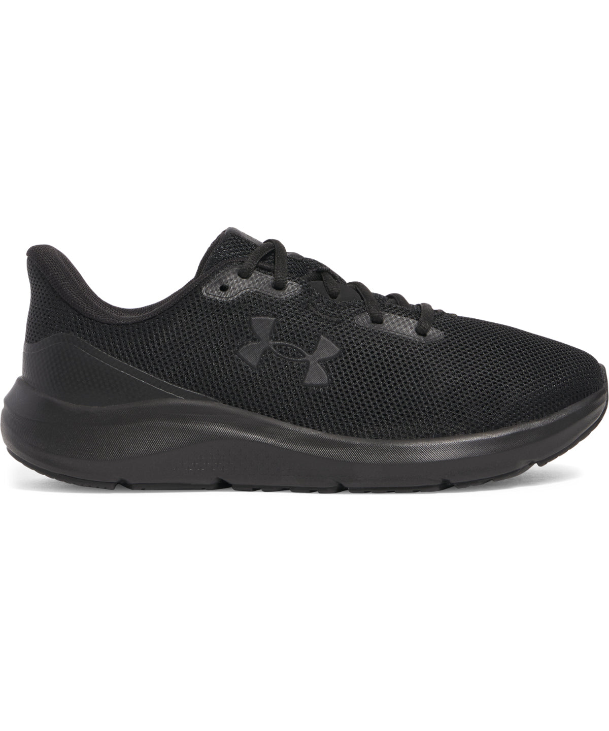 UA Charged Pursuit 4 Trainers in Black, front view
