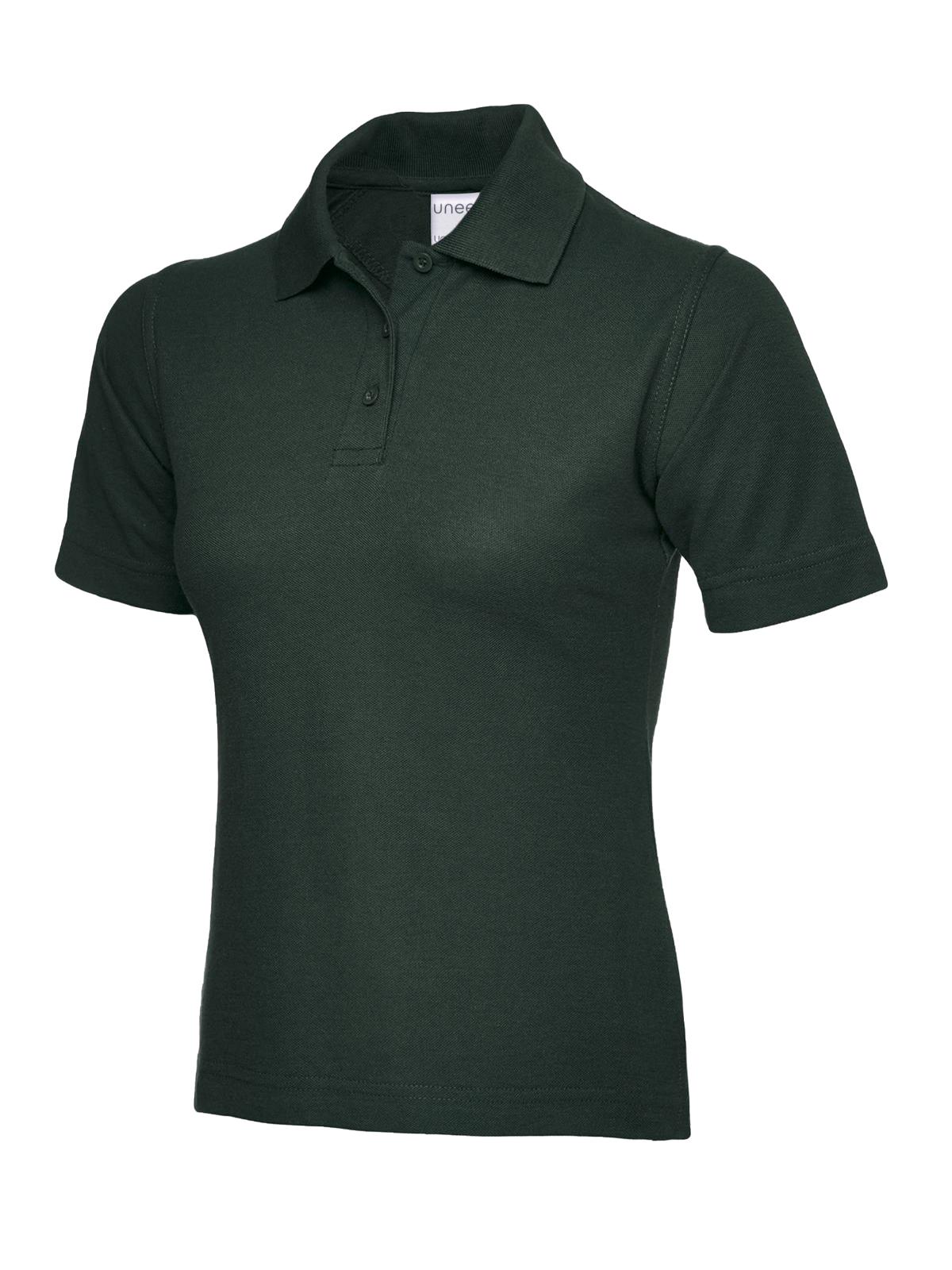 Ladies Active Cotton Poloshirt in Bottle Green