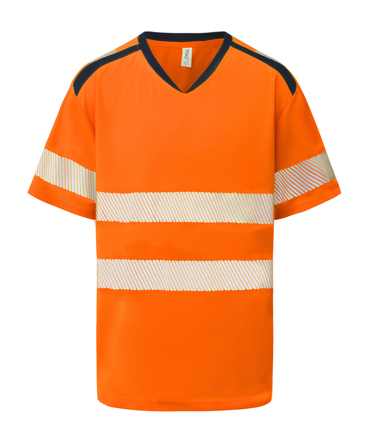 Hi-Vis Mandarin Collar Comfort Trim T-Shirt (Hvj430) in Hi-vis Orange, front view