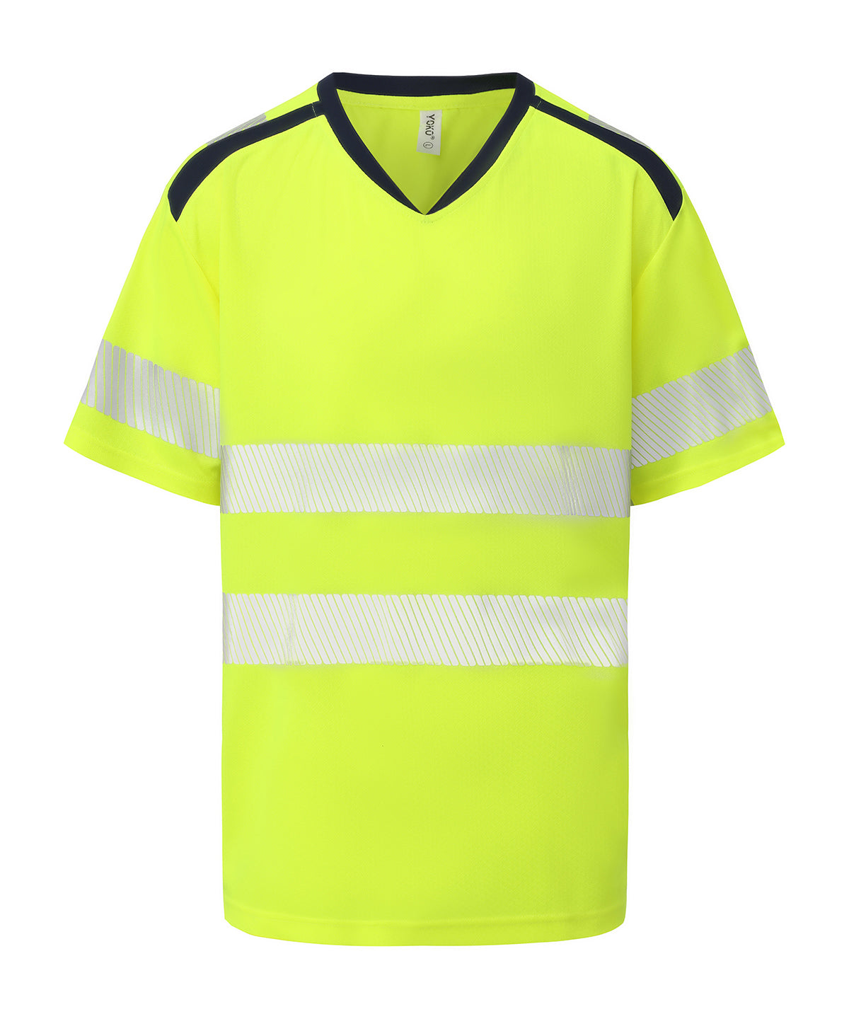 Hi-Vis Mandarin Collar Comfort Trim T-Shirt (Hvj430) in Hi-vis Yellow, front view