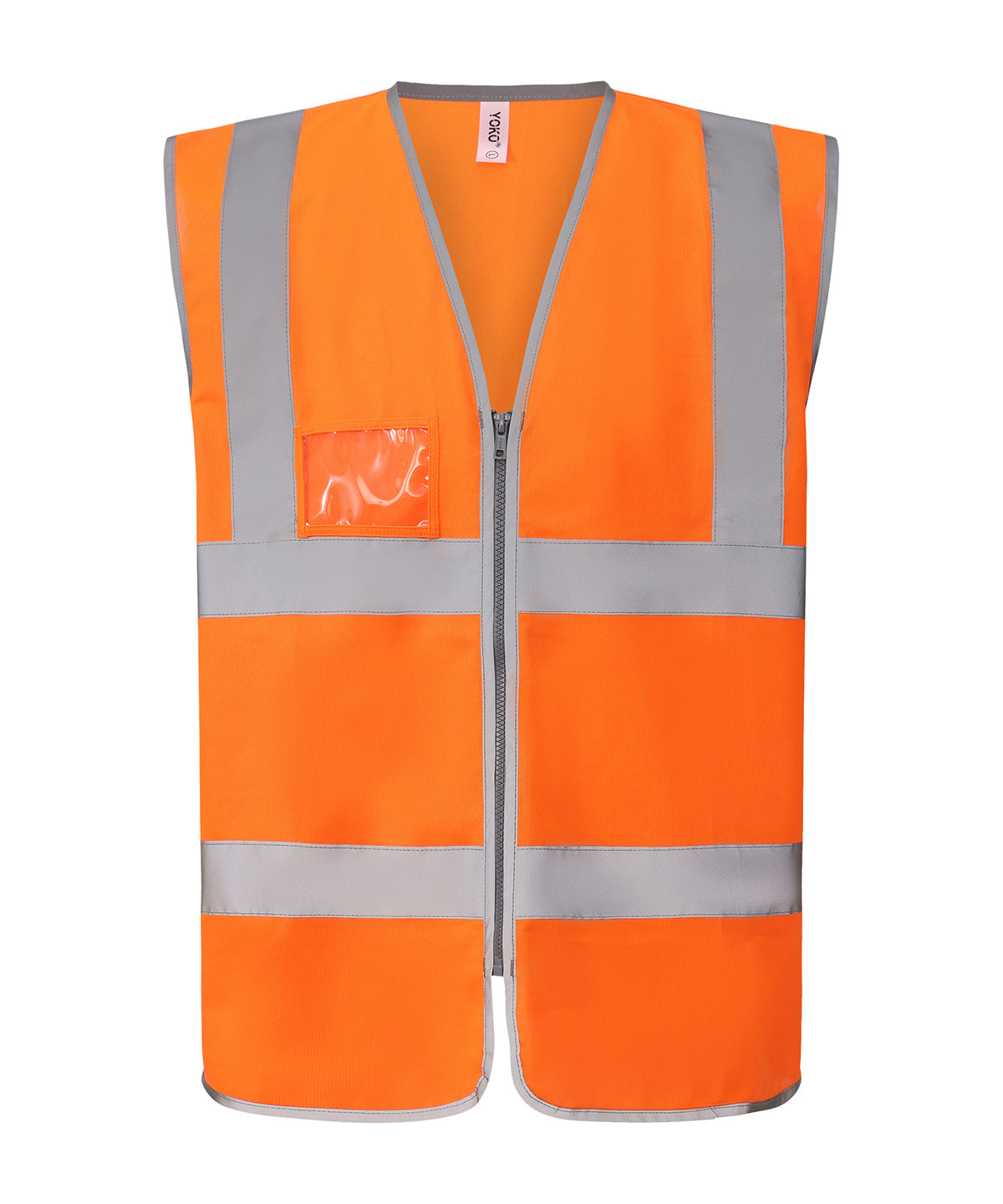 Hi-Vis Zip ID Reflective Border Waistcoat (Hvw103) in Hi-vis Orange, front view