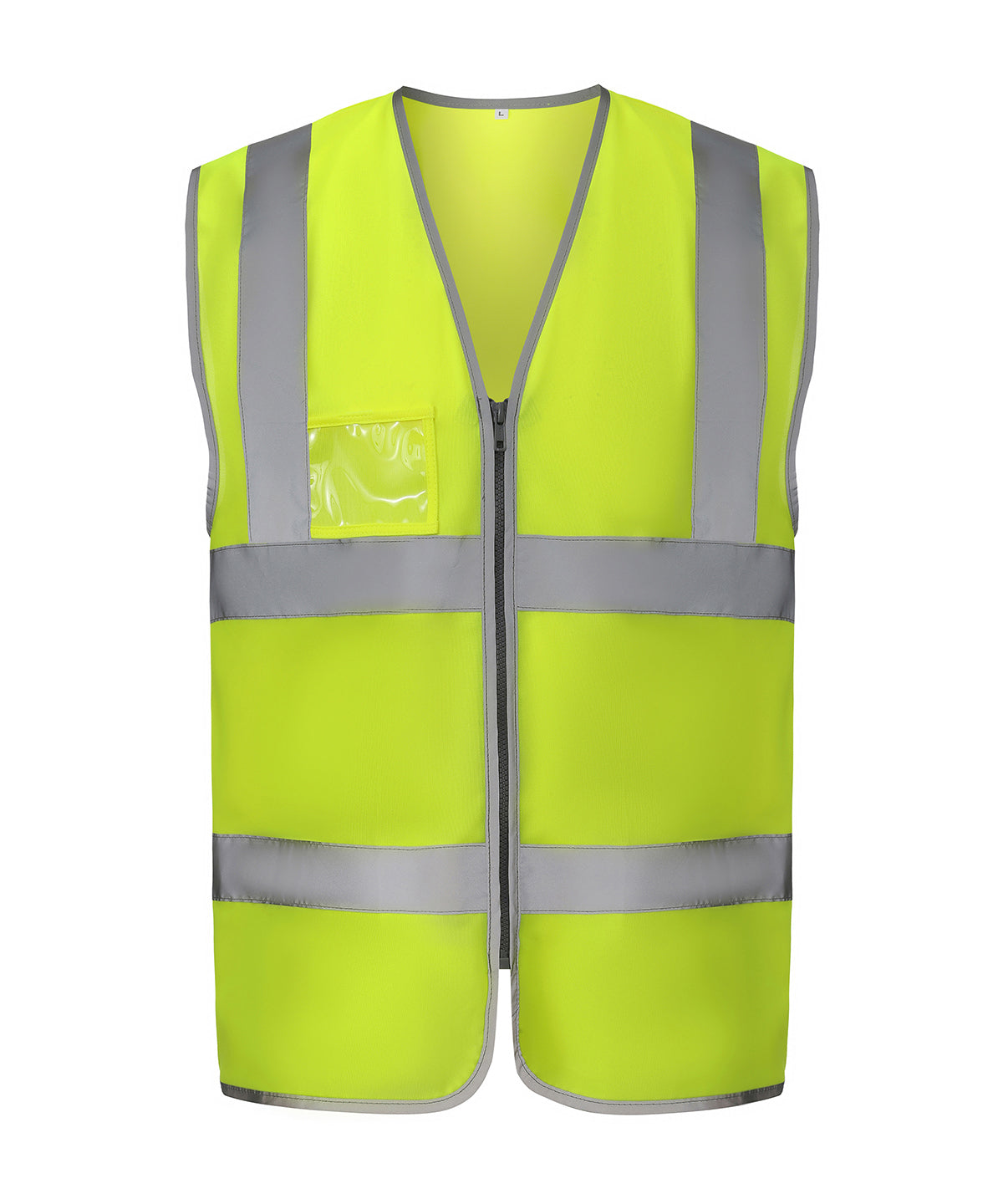 Hi-Vis Zip ID Reflective Border Waistcoat (Hvw103) in Hi-vis Yellow, front view