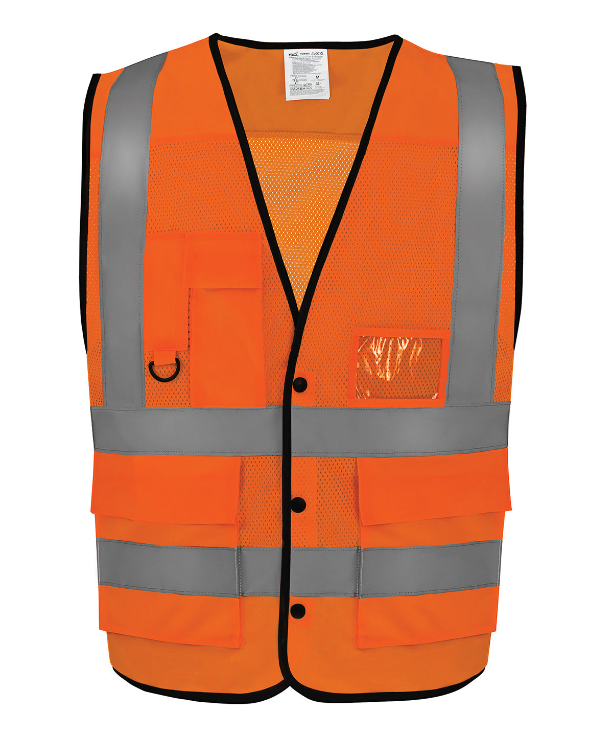 Hi-Vis Superior Open Mesh Button Waistcoat (Hvw860) in Hi-vis Orange, front view
