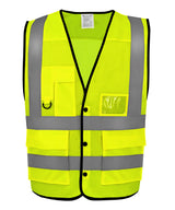 Hi-Vis Superior Open Mesh Button Waistcoat (Hvw860) in Hi-vis Yellow, front view