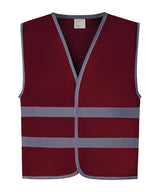 Hi-Vis Reflective Border Kids Waistcoat (Hvw102ch) in Maroon, front view