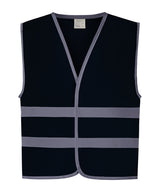 Hi-Vis Reflective Border Kids Waistcoat (Hvw102ch) in Navy, front view