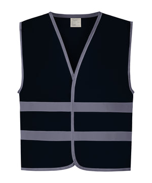 Hi-Vis Reflective Border Kids Waistcoat (Hvw102ch) in Navy, front view