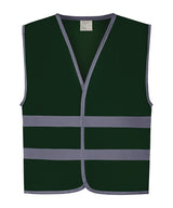 Hi-Vis Reflective Border Kids Waistcoat (Hvw102ch) in Paramedic Green, front view