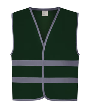 Hi-Vis Reflective Border Kids Waistcoat (Hvw102ch) in Paramedic Green, front view