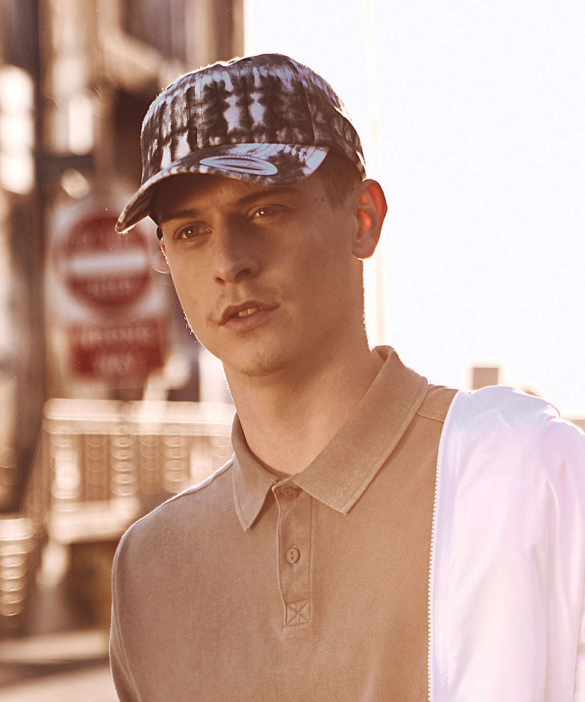 Lifestyle photo of the Low-Profile Tie-Dye Cap (6245Td) in Grey